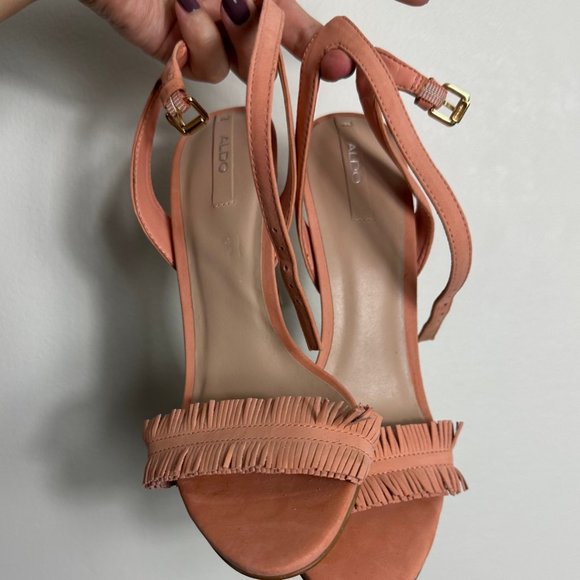 Aldo Suede Pink Heals with Fringe - Worn ONCE! - Picture 6 of 8